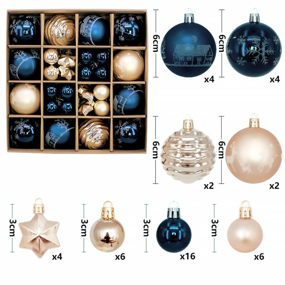 44PCS High-quality Plastic Christmas Ball Set 20 Colors 3-6cm Christmas Tree Balls Suspensable Xmas Ornament Ball Scene Supplies