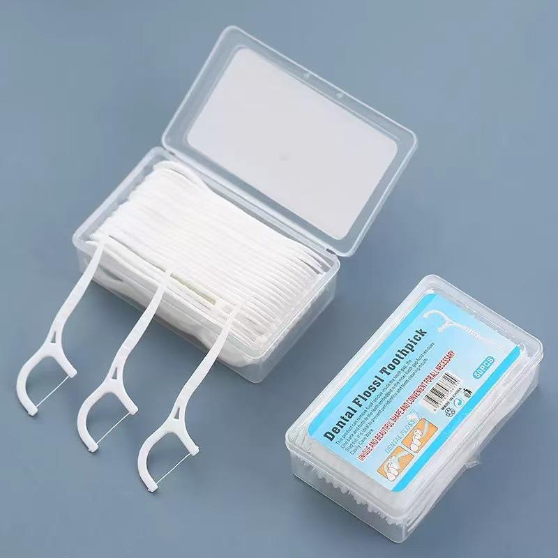 50-Piece Multi-Functional Plastic Dental Floss Sticks In Portable Box for Oral Cleaning