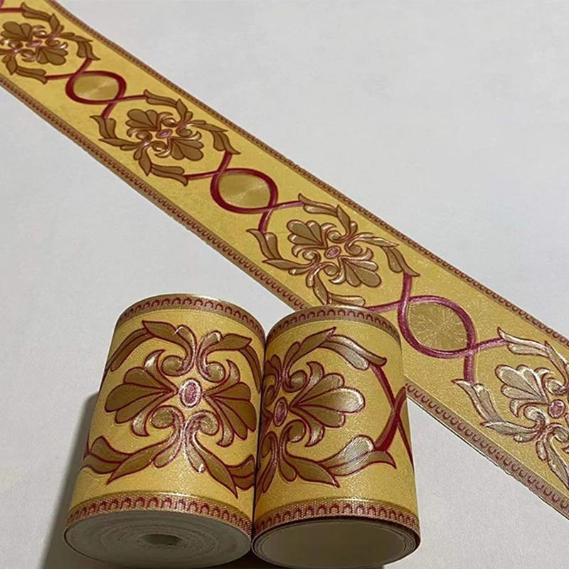 3D Selbstklebende Wandleistenbordüre Aufkleber Wasserdicht Gold Luxuriös Pvc Tapete Wohnzimmer Badezimmer Taillenlinie Heimdekor