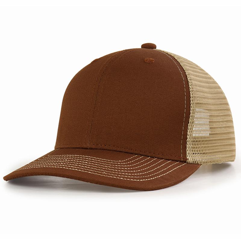 Custom Wholesale Breathable Blank Snapback Trucker Mesh Cap коричневый