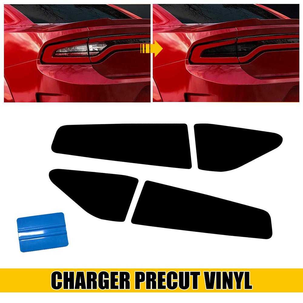 4x Car Tail Light Sticker Films Smoked Vinyl Rear PreCut Tint Overlay For Dodge Charger 2015 2016 2017 2018    2022