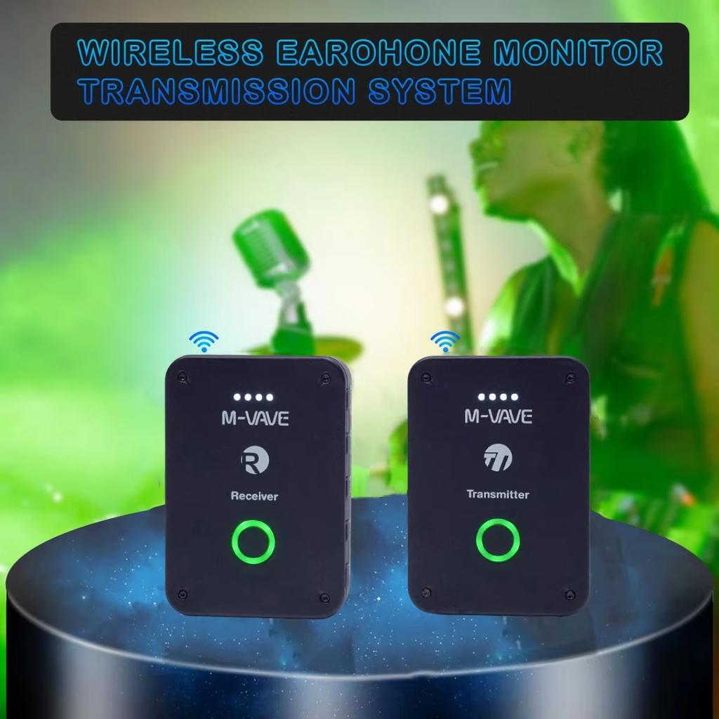 M-VAVE WP-9 Wireless In-Ear Monitor System | Ultra-Low Latency 4.5ms | 2.4G Rechargeable, Mono/Stereo & Ultra-Low Latency for Live/Studio/Band