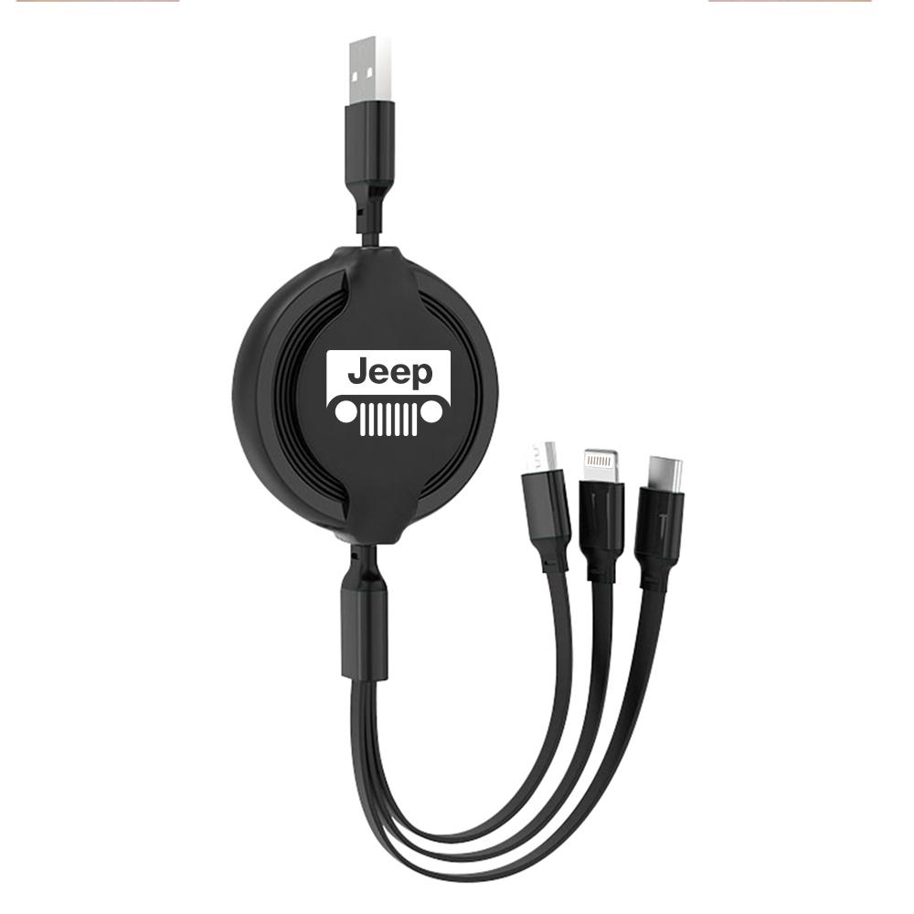 3 In 1 Fast Charger USB Data Cable Car Accessories For Jeep Grand Cherokee Wrangler JK Gladiator Compass Renegade Patriot Libert AKL1