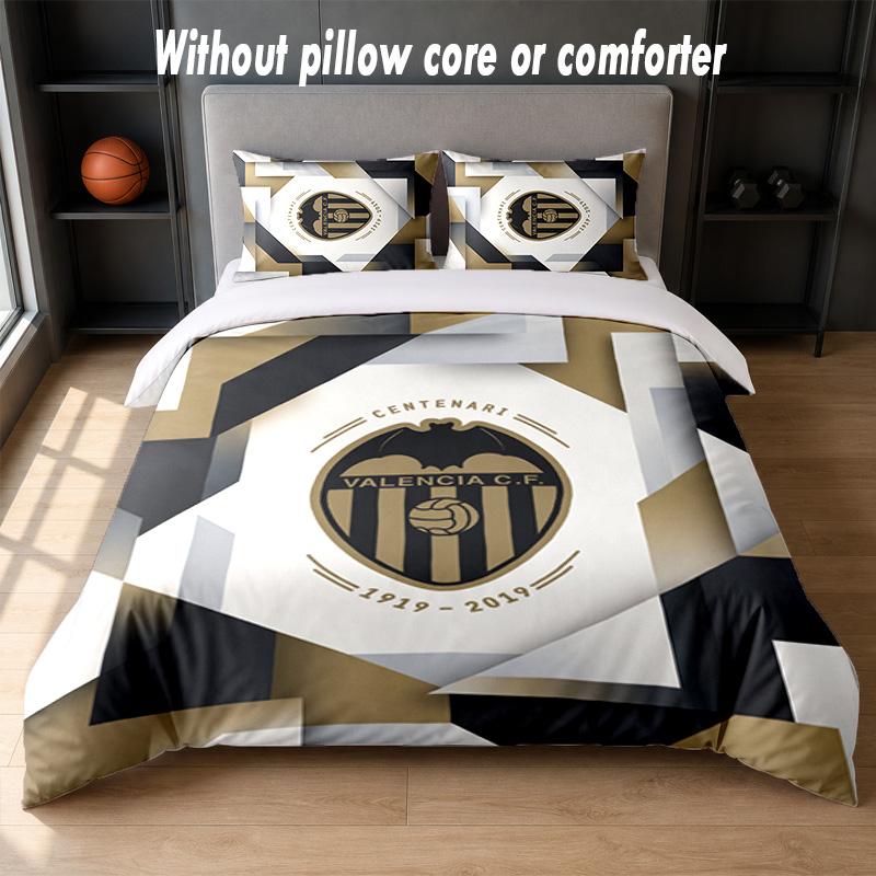 Valencia FC Design Bed Bedding Set 1 Duvet Cover + 2 Pillowcases Soft Breathable Household Bed Linens