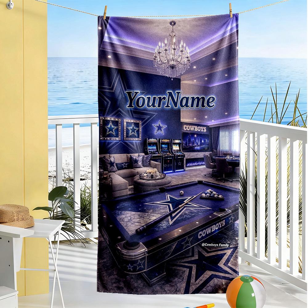 Dallas Customize Your Name Beach Towel Super Soft Microfiber Quickdry Fabric