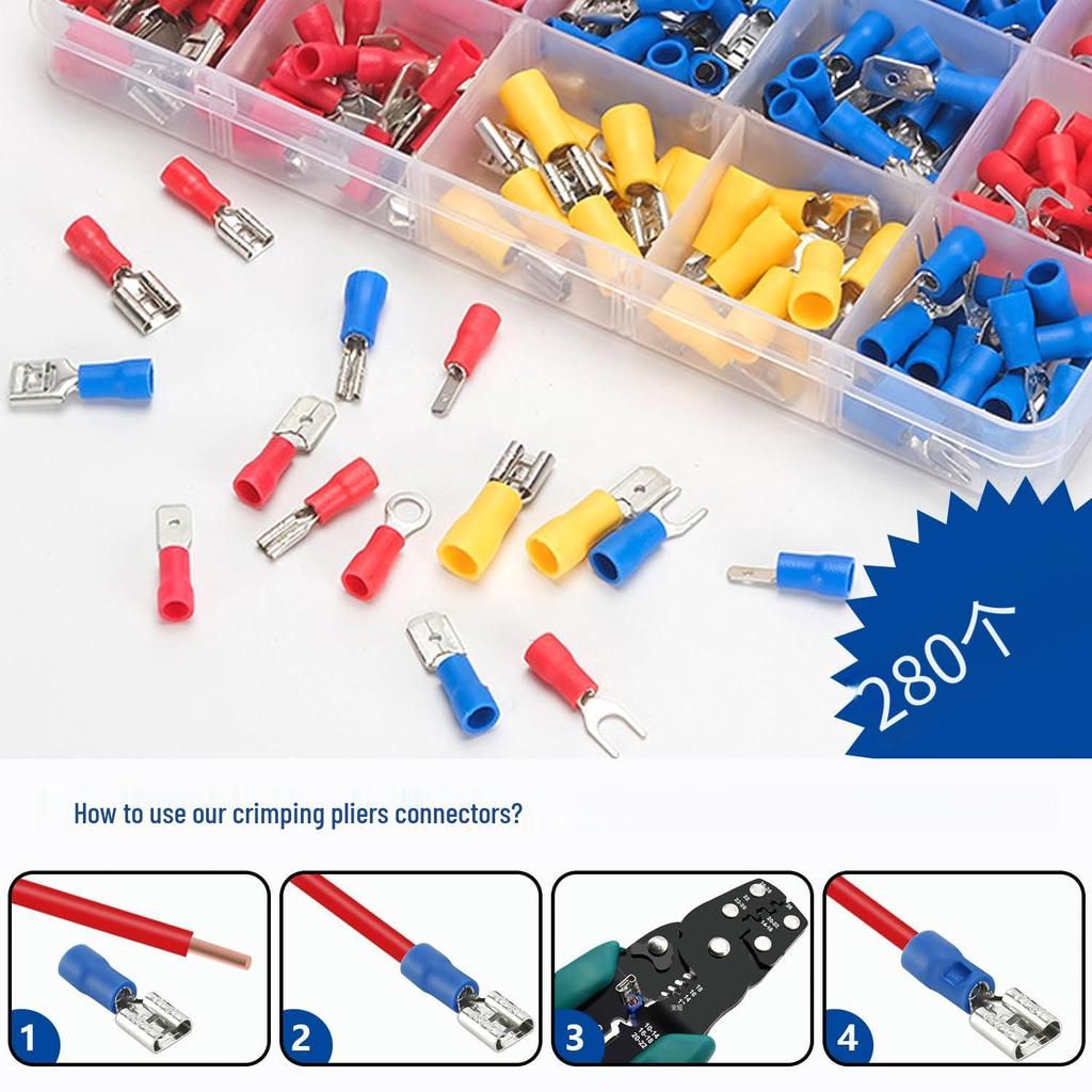 280PCS Boxed Pre-Insulated Terminal Set - Male/Female Connector Kit