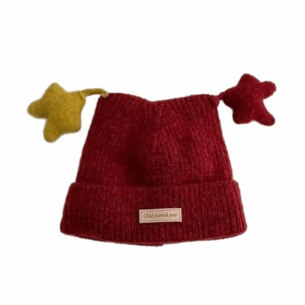 Thick Knit Children Hat Star Decor Knitted Cap Fashion Toddler Hat  Winter Outdoor