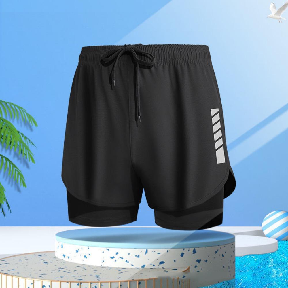 Stripe Swimming Trunks Shorts Anti Glare Mid Waist Men Sports Training Shorts Elastic Quick-drying Men's Jogging Shorts Running