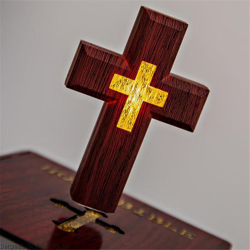 Magnetic Levitation Cross Bible Night Light for Room Home Decoration Desk Accessories Decor Novelty Gift
