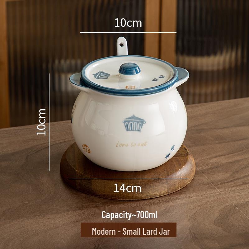 Japanese Ceramic Seasoning Jar with Lid and Spoon - Cute, High-Temperature Resistant Storage for Your Kitchen