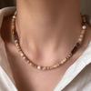 Handmade Natural Tiger Eye Red Agate Shell Freshwater Pearl Beaded Necklace Women Choker Strand