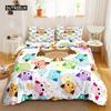 Owl Duvet Cover Set Cartoon Comforter Cover Happy Birthday Theme Bedding Set Cute Bird Polyester Quilt Cover Twin Size for Kids