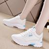 Women PU Leather Chunky Shoes Woman Platform Height Increased Sneakers 4CM Thick Sole Wedges White Casual Comfortable Vulcanized