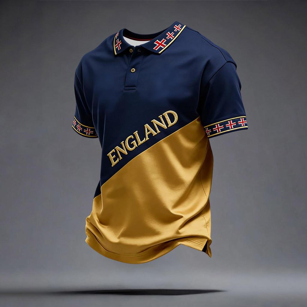 Men's Football Polo Shirt Classic Fit Short Sleeve Collar Button Placket Lightweight Breathable Sportswear for Casual Outdoor Activities