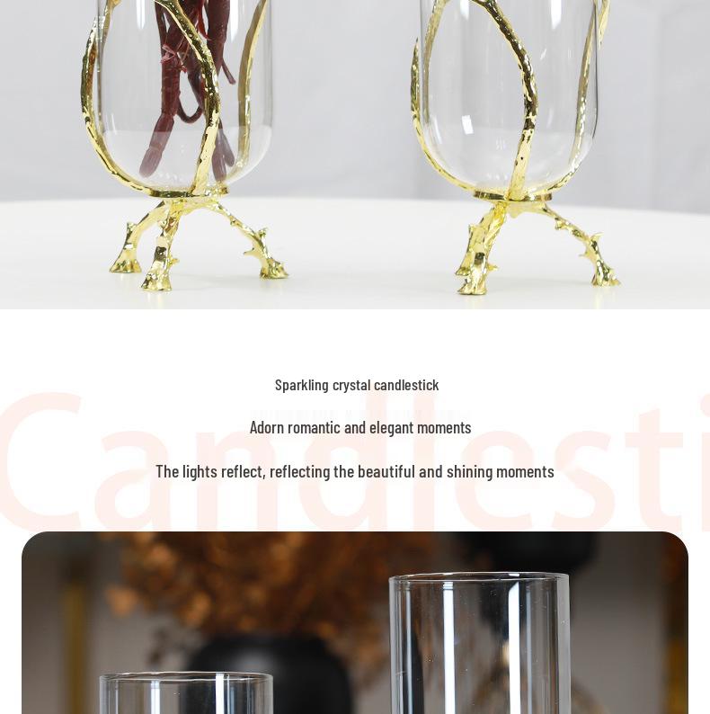 Modern Gold Metal Glass Vase for Dining Table or TV Cabinet