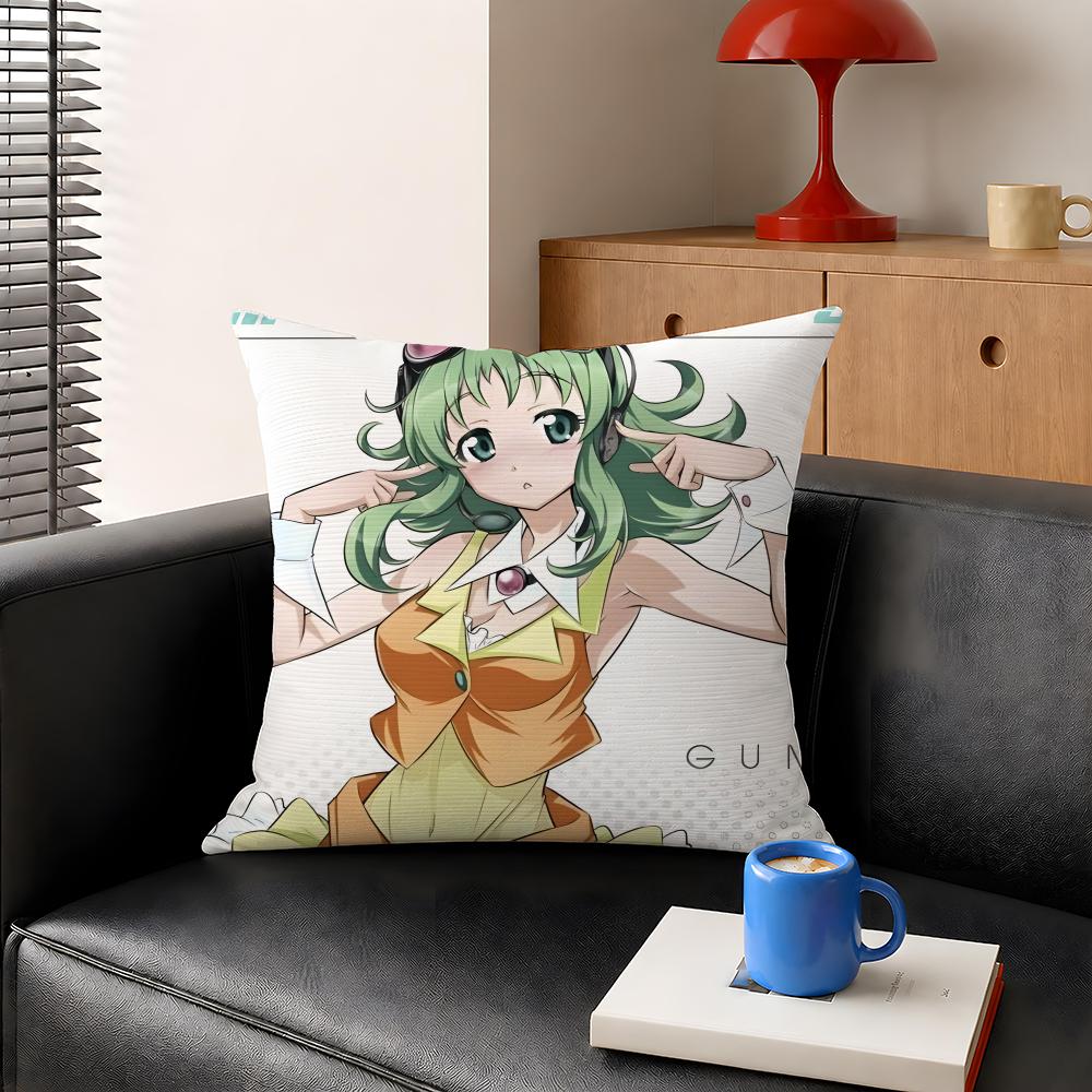 Vocaloid Gumi Megpoid Echo Cushion Cover Decorative Pillowcase Soft Short Plush Cozy Durable Sofa Home Decor Items Gift