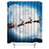 TU Christmas Santa Claus Reindeer Elk Holiday Festive Bathroom Shower Curtain Set Waterproof Home Decor XMAS Gift
