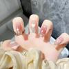 Gradient Heart Transparent Mid-Length Nail Patches - French Style Hot Fashion