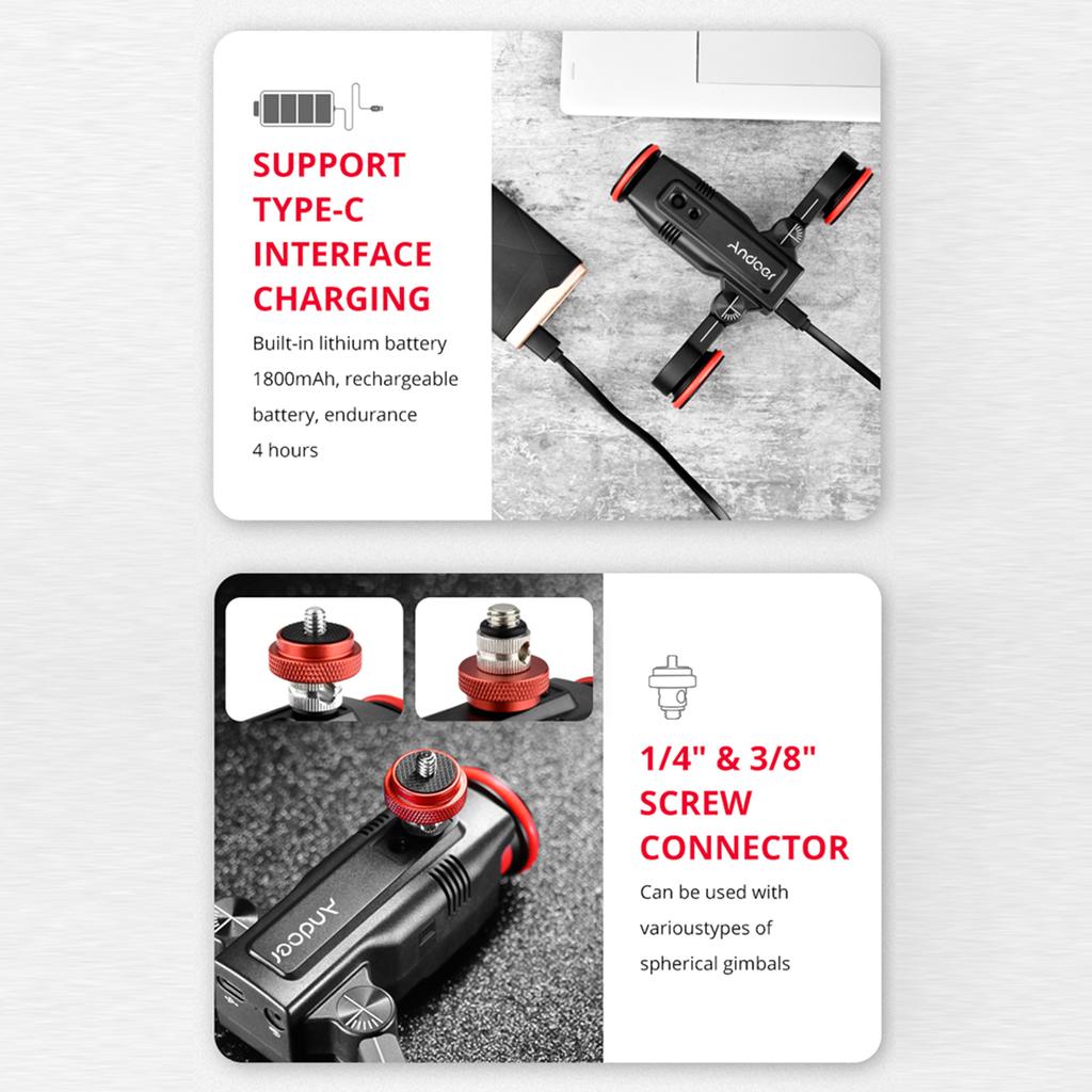 Andoer L5i Pro Camera Video Dolly Slider Kit med 3-hjuls Auto Dolly Car APP-kontroll Trinnløs