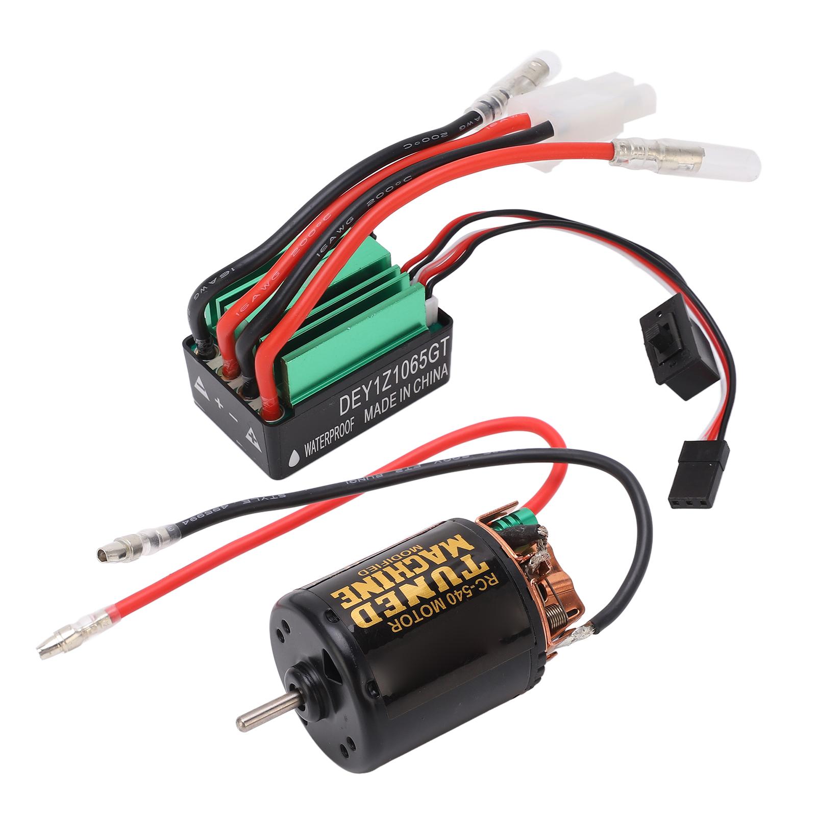 

Black 540 Brushed Motor with Green 65A ESC Overheating Protection Large Torsion RC Car Parts 55T