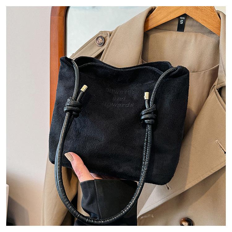 

Сумка-тоут из оленьей кожи, вельветовая, повседневная, большая вместимость, простая, модная, иностранного стиля, однотонная, индивидуальная, модная коричневый