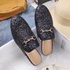 Luxury Designer Men's Alligator Pattern Metal Chain Sandals Half Sequin Shoes for Men Mules Casual Shoes Slides Loafers Slippers