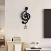 Music Note Wall Clock Art with Swinging Pendulum Compact Ornament Timepiece for Dining
