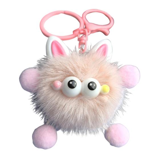 Cute Plush Fur Ball Keychain Unique Briquette Pendant Novelty Fluffy Keys Bag Charm Trendy Bag Accessory