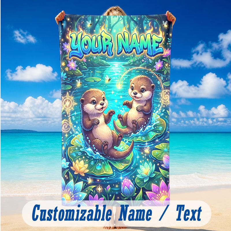 Fantasy Magic Theme Beach Towel Personalized Custom Name & Text Soft Quick Dry Beach Towel for Swimming Travel