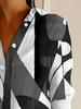 Women's Large Size Loose Printed Long Sleeve Button-Down Shirt - Lapel Casual Top for Spring and Autumn
