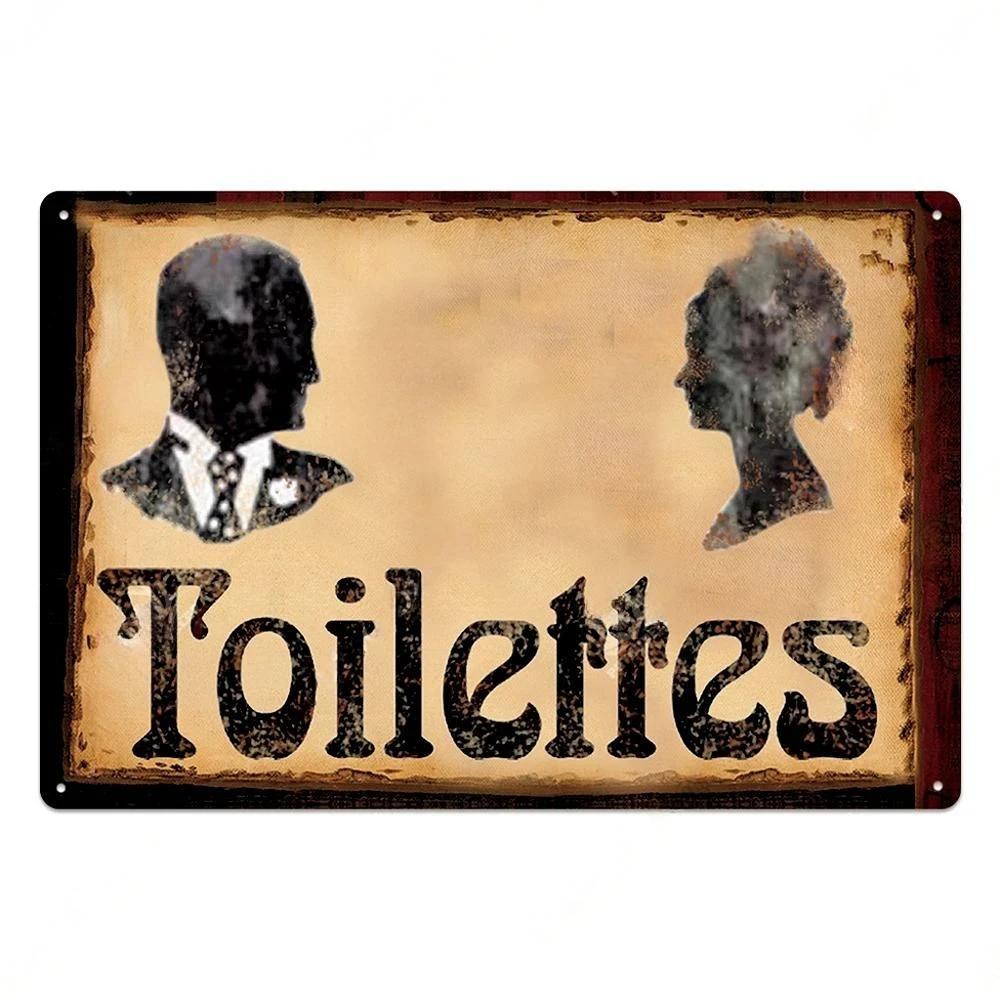 Vintage Toilet Sign Funny Metal Tin Sign Plaque WC Lavatory Toilettes Wall Art Bar Club Bathroom Restroom Toilet Wall Decoration