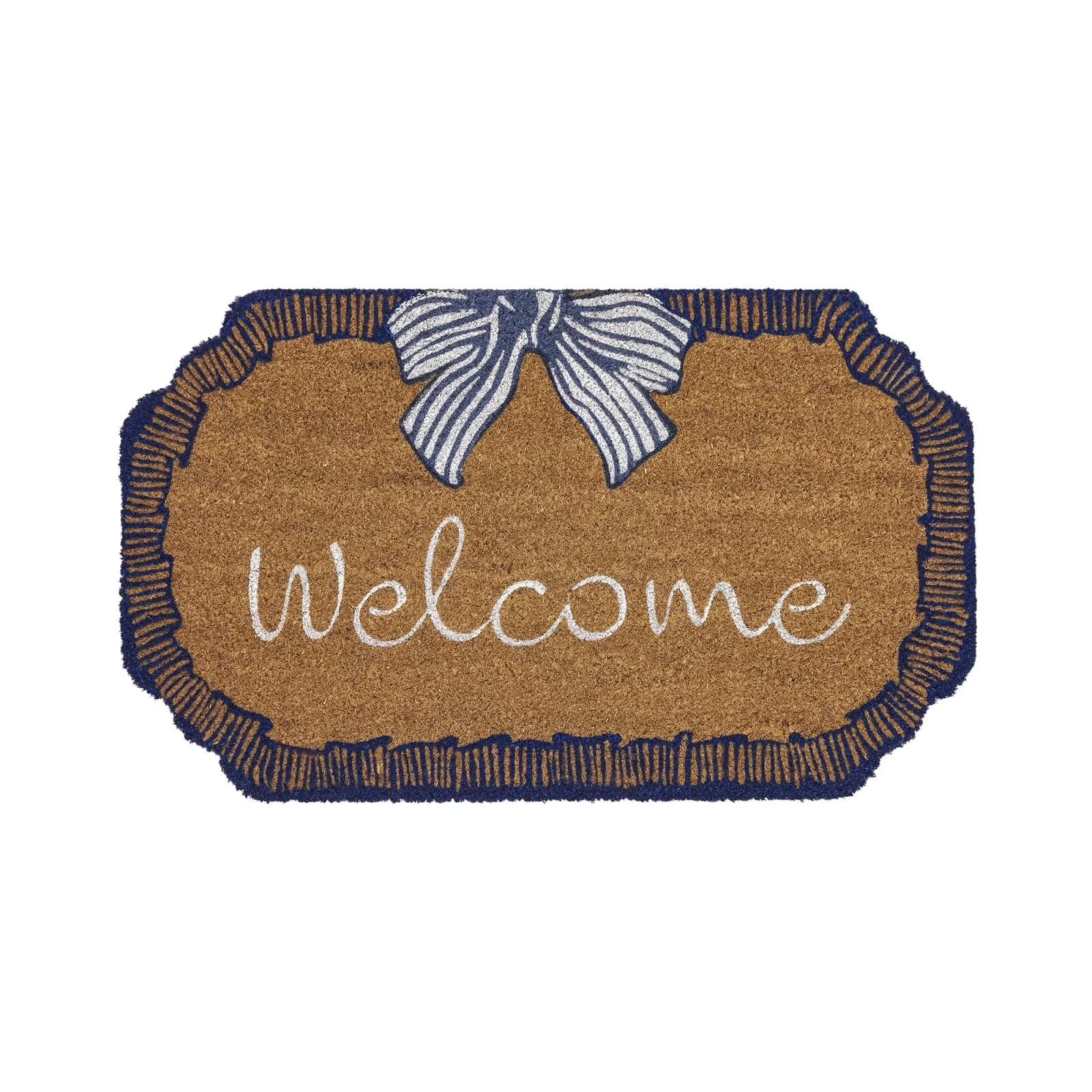 

Welcome Doormat with Bow Design 60x90cm Non-Slip Backing Durable Coir Fiber Entrance Rug Indoor Outdoor Use ONE SIZE