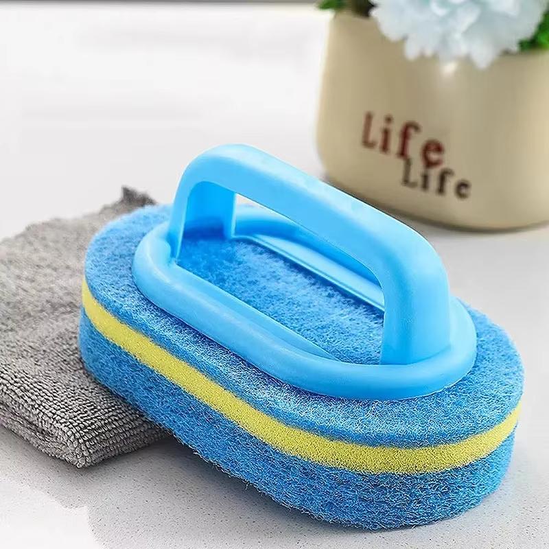 1PCS Cleaning Brush with Handle Kitchen Sponge Wipe Thickening Bathroom Tile Cleaning Sponge Household Stain Removal Clean Tools