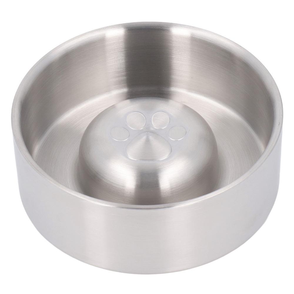 304 Metal Material Dog Bowl Large Capacity Double Layer Pet Feeding Bowl Round Shape Anti-Slip Bottom Metal Bowl Home Pet Use