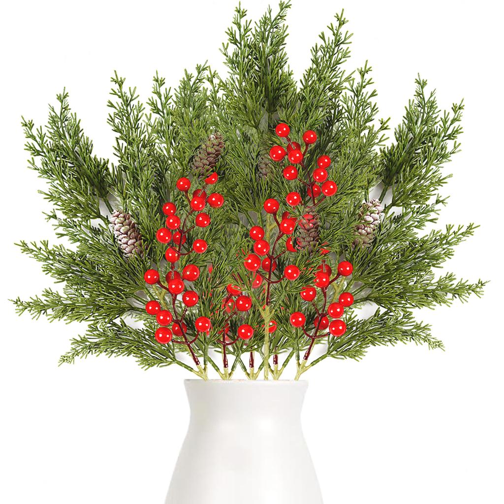 Outdoor Holiday Decorations 48Cm Single Cedar Red Fruit, Artificial Simulation Christmas Home Decoration Photo Props