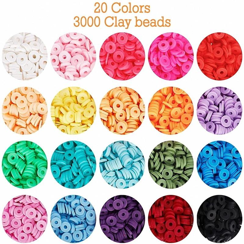 6mm Polymer Clay Bead Set, 3000 Pieces, DIY Accessory Kit,  for Boho Bracelets, Necklace Making, Letters, DIY Accessory Kit