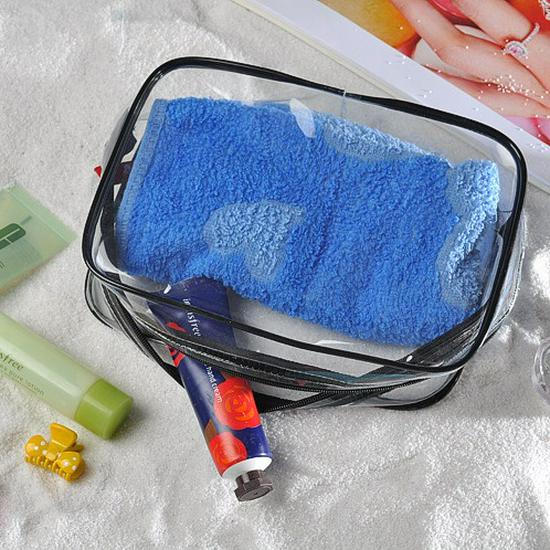 Clear PVC Toiletry and Makeup Bag Set (3-Pack) - Waterproof Storage for Beach Toys (Large)