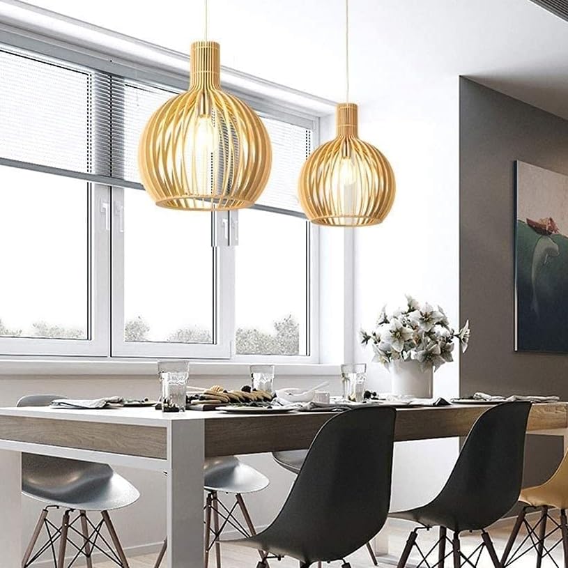 KY LEE Pendelleuchte, Stilvolle Deckenleuchte, Holz, Japanischer Stil, Modern, Natürlich, Schlafzimmer, Wohnzimmer, Flur, Esszimmer, Küche,