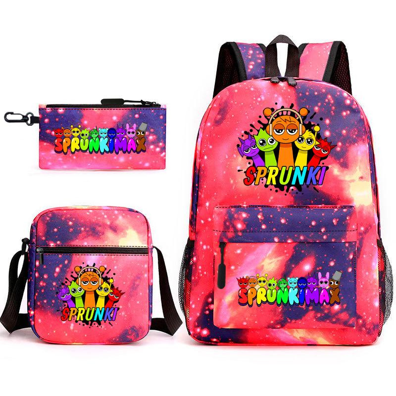 Rhythm Box Spiel Merchandise Schultasche Sprunki Cartoon Sternenhimmel Rucksack Umhängetasche Dreiteiliges Set