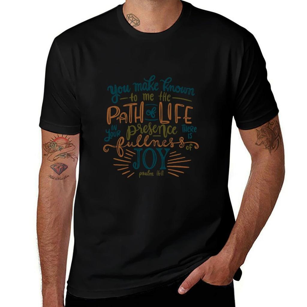 Hand Lettered Bible Verse Psalm 1611 You Make Known To Me The Path Of Life Tshirt Work Short Sleeve Cotton Top