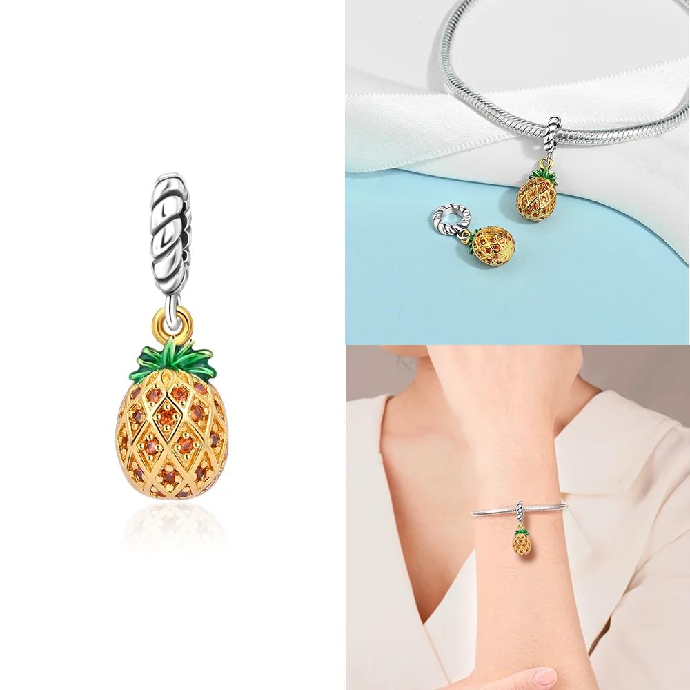 Classic Exquisite Original Charms Avocado Red Strawberry Cherry Pineapple Copper Beads Fit Bracelet Women Jewelry Diy Gifts