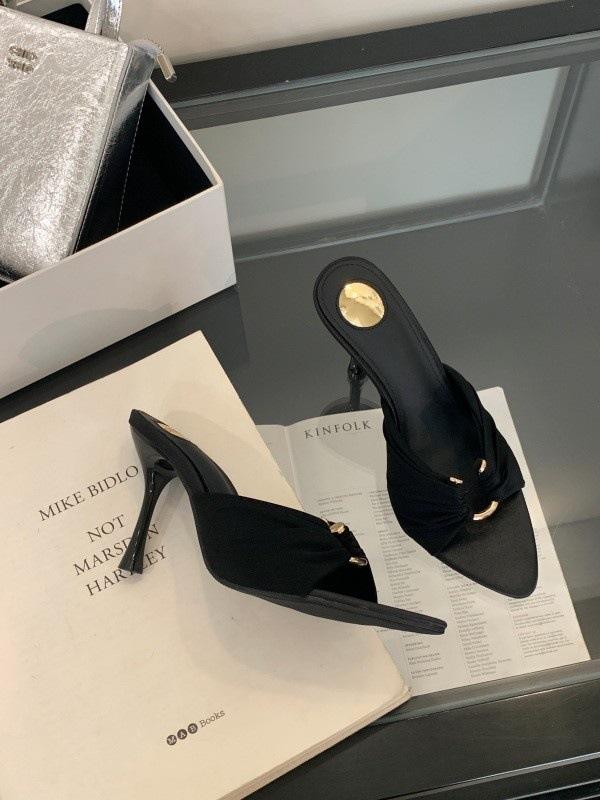 Stiletto High Heels Summer New Pleated Metal Buckle Pointed Open-toed Sandals Sexy Stiletto Women's Shoes