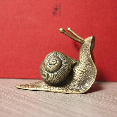 Estátua de caracol de cobre retrô, ornamentos de mesa, estatuetas de animais, miniaturas, decorações para casa, artesanato, acessórios, chá, coleções de animais de estimação