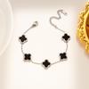 Lucky Titanium Fourleaf Clover Steel Bracelet Korean Style 18k Rose Gold Nonfading Jewelry