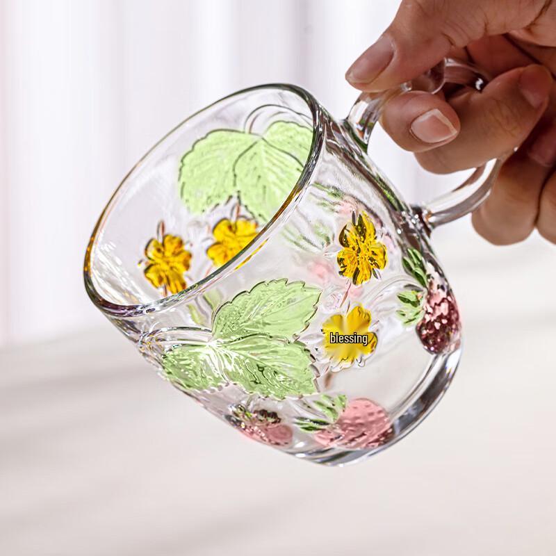 Creative Strawberry Embossed Glass Mug