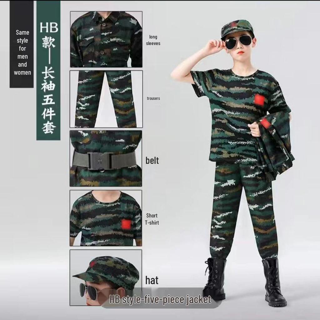 Çocuk Kamuflaj Askeri Üniformaları (Erkek ve Kız Çocukları İçin) - Anaokulu Eğitimleri, Yaz Kampları veya Okul Gösterileri İçin Mükemmel.