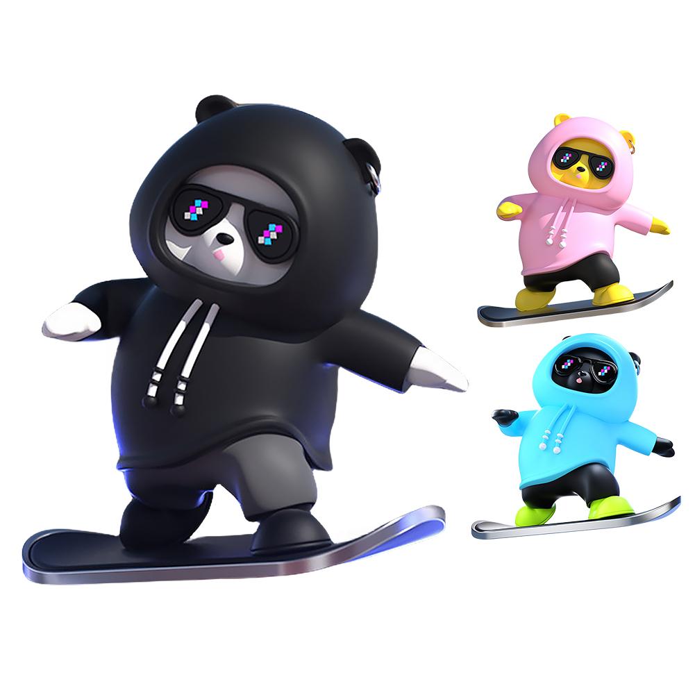 

Симпатичное аниме украшение на центральную консоль автомобиля, съемное креативное украшение для автомобиля, забавный мультяшный медведь, скейтбордист, авто украшение интерьера