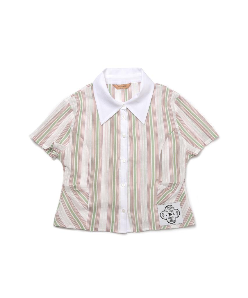 Baitalssain [Line] Two Button Stripe Blouse (Stripe)