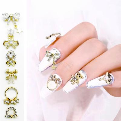 10Pcs Manicure Decorations Shiny Surface Creative Shape Bright Color Rust-proof Multipurpose Decorative Alloy Bow-Knot DIY Nail Jewelry Manicure
