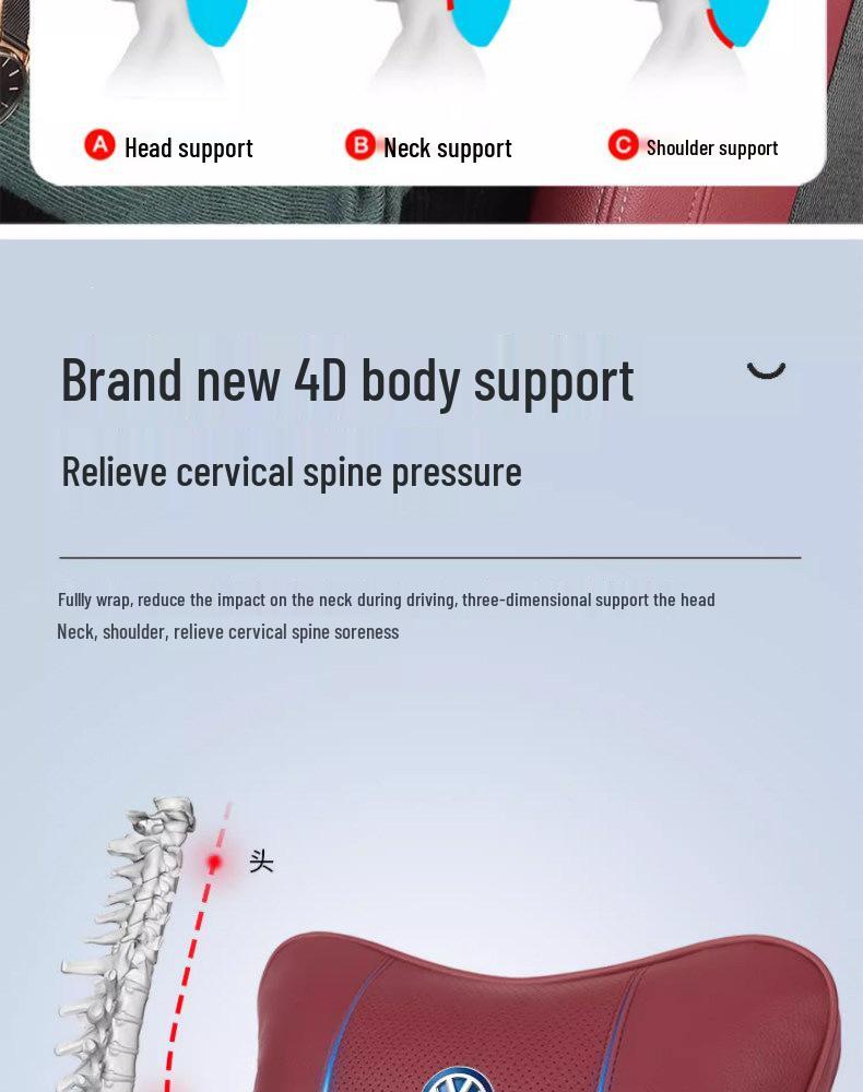 Volkswagen Car Headrest and Lumbar Support for Sagitar, Bora, Tiguan, Tayron, Lavida, Sylphy, Magotan